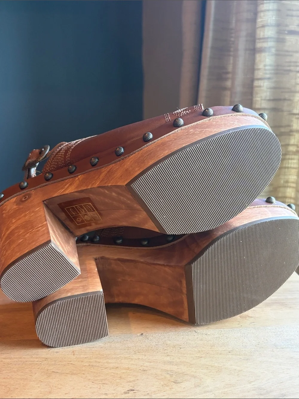 Dingo Clover Brown Leather Studded Platform Sandals - Women